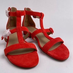 Naturalizer Mabel, flat sandal with block heel, papaya, NWOT